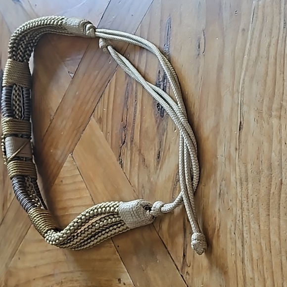 Gorgeous unique braided cord tan and gold tapestry brooch tie waist belt OS - Picture 5 of 8